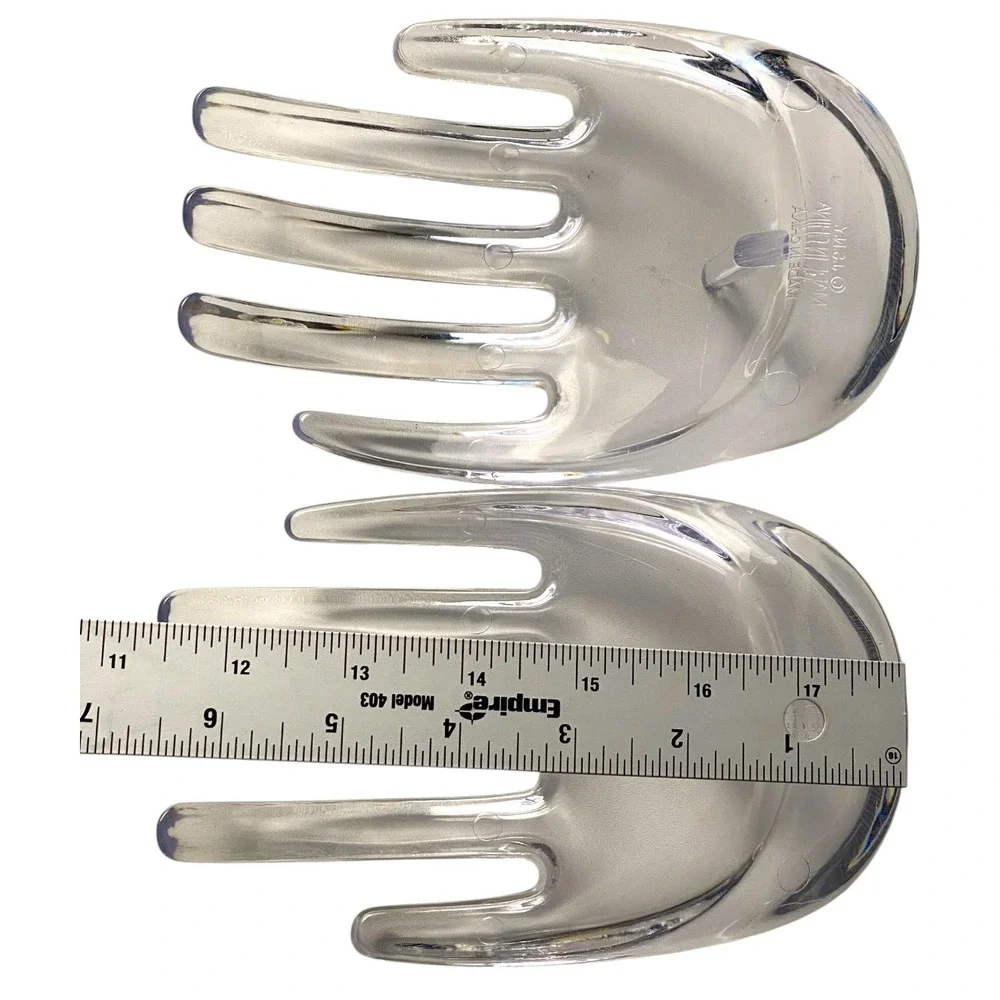 J.S.N.Y Clear Lucite Hand Shaped‎ Salad Servers Set of 2 Vintage Style F72Q